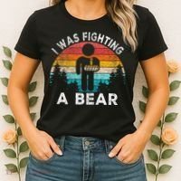 I Was Fighting A Bear Get Well Soon Broken Arm Surgery Retro Women's T-Shirt thumb 2