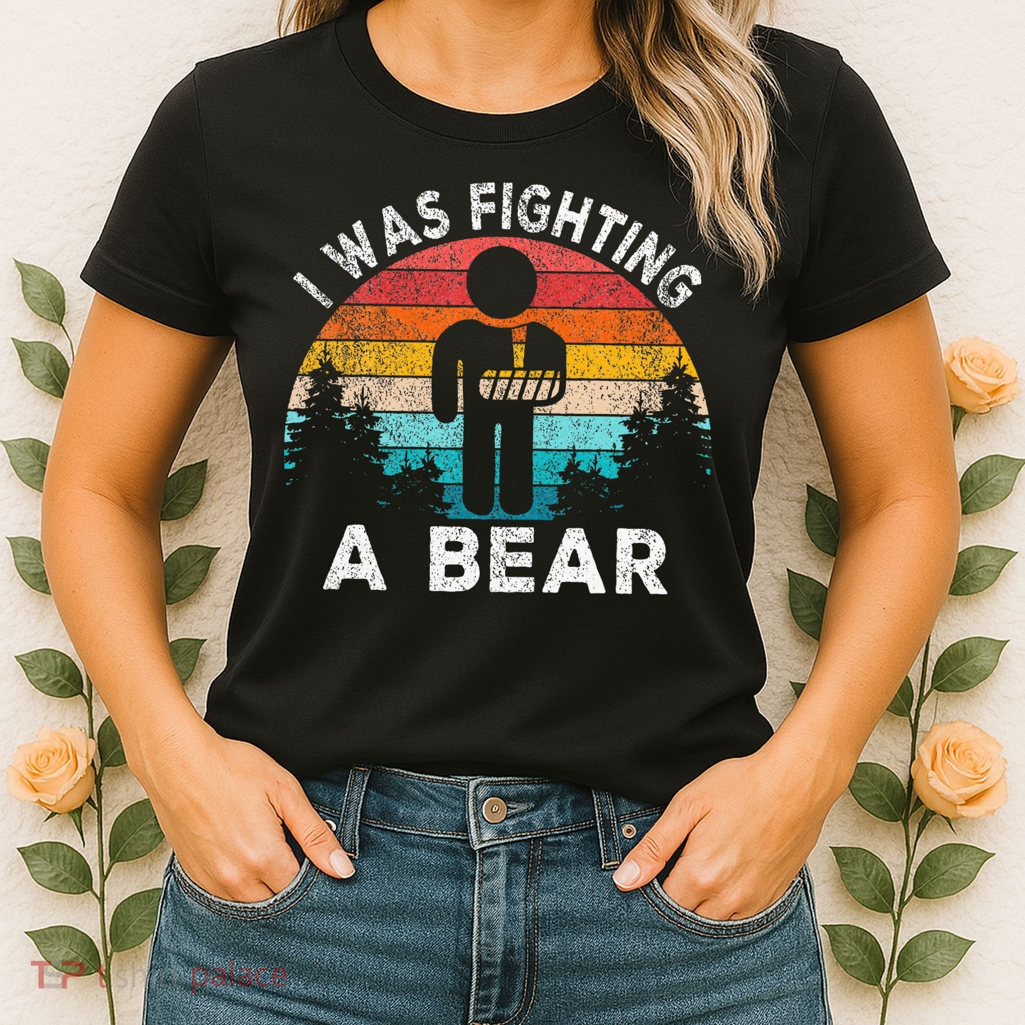 I Was Fighting A Bear Get Well Soon Broken Arm Surgery Retro Women's T-Shirt