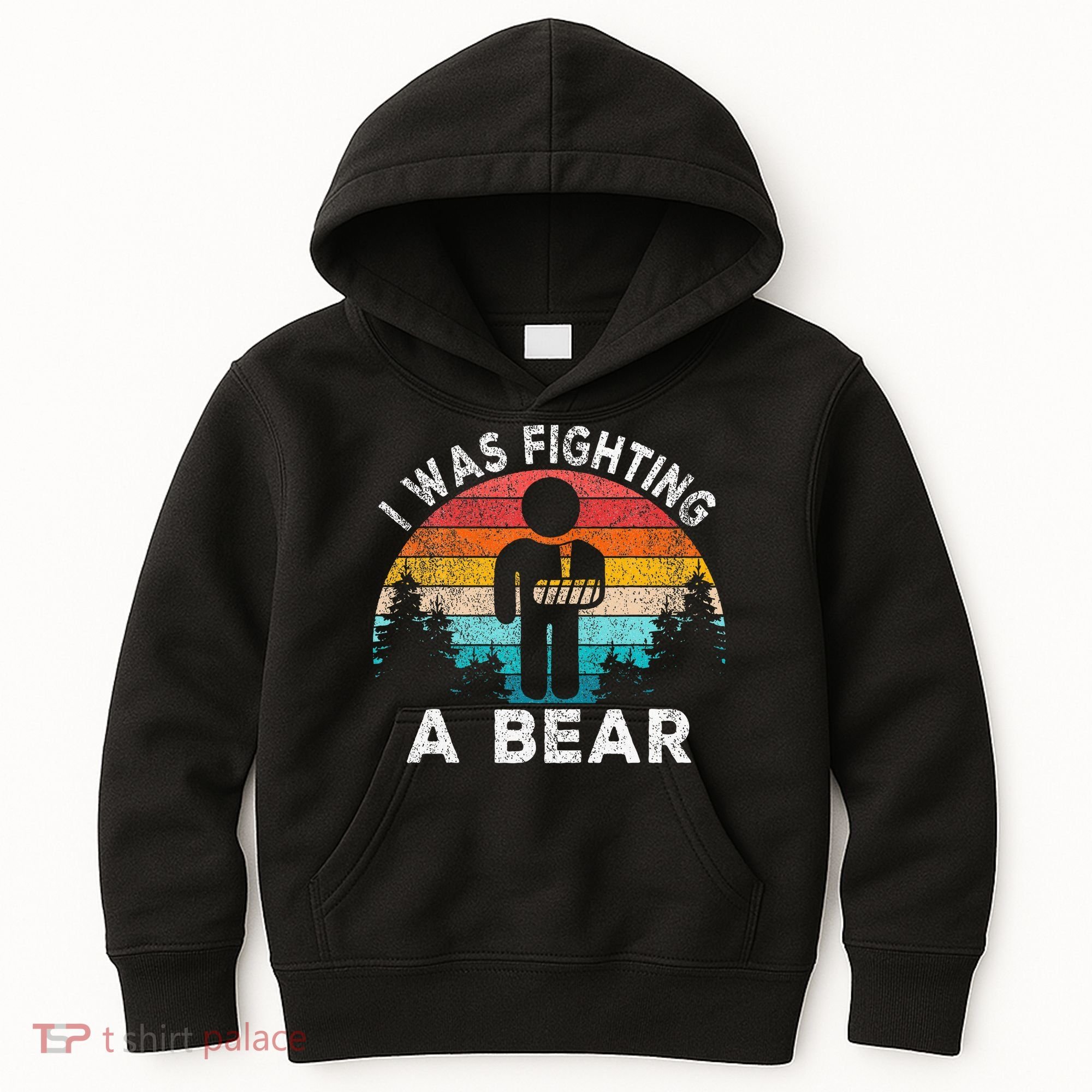 I Was Fighting A Bear Get Well Soon Broken Arm Surgery Retro Kids Hoodie