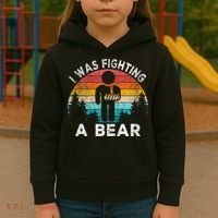I Was Fighting A Bear Get Well Soon Broken Arm Surgery Retro Kids Hoodie thumb 3