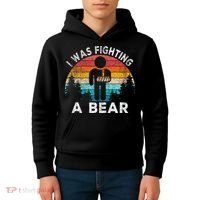 I Was Fighting A Bear Get Well Soon Broken Arm Surgery Retro Kids Hoodie thumb 4