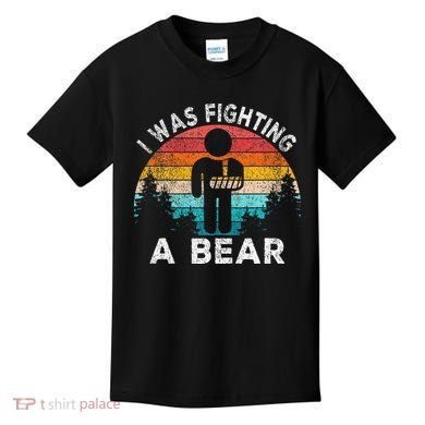 I Was Fighting A Bear Get Well Soon Broken Arm Surgery Retro Kids T-Shirt