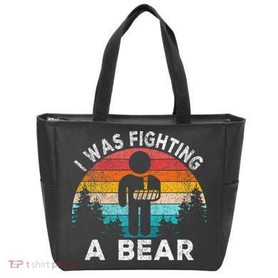 I Was Fighting A Bear Get Well Soon Broken Arm Surgery Retro Tote Bag