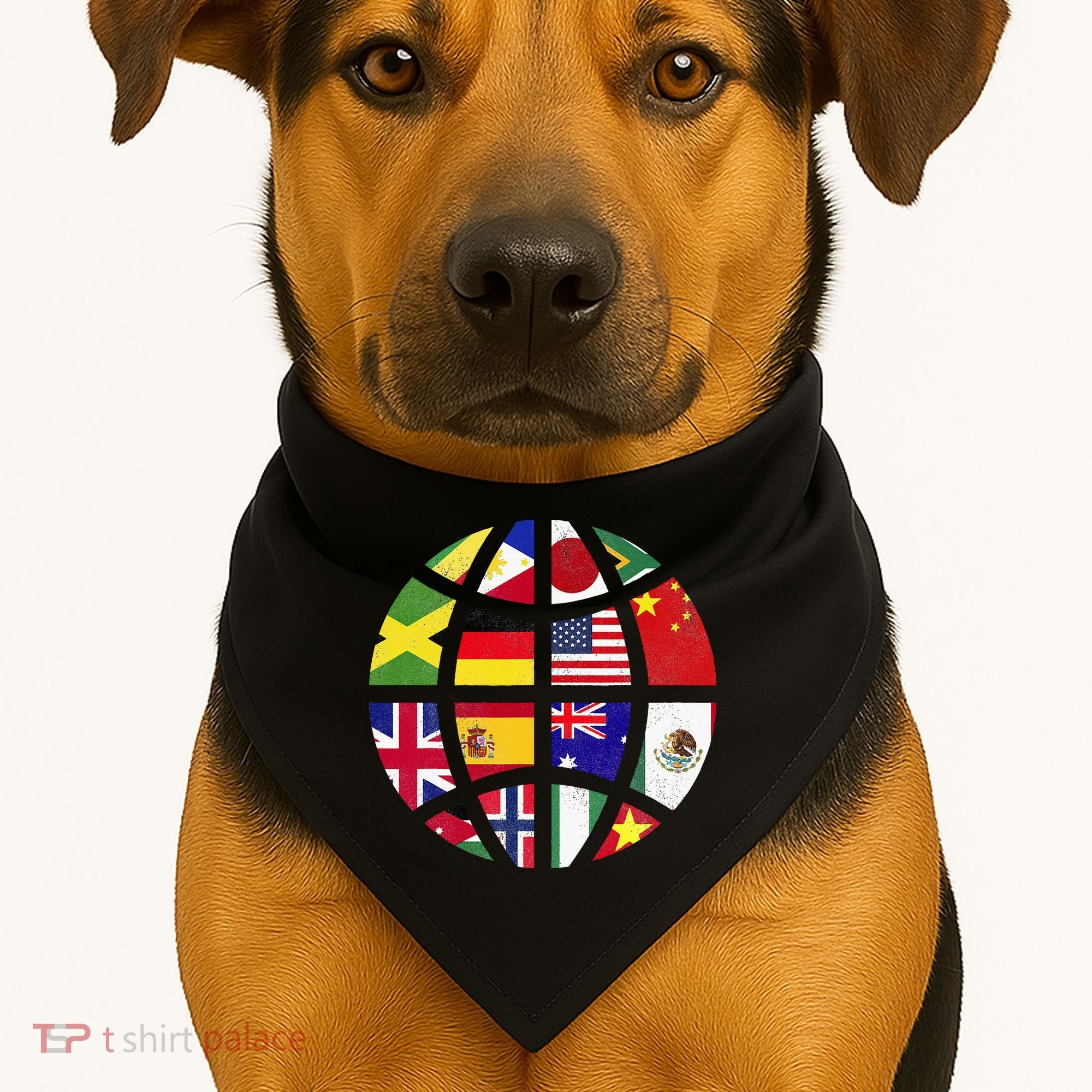 International World Flags Traveler Travelling World Flags USA-Made Doggie Bandana