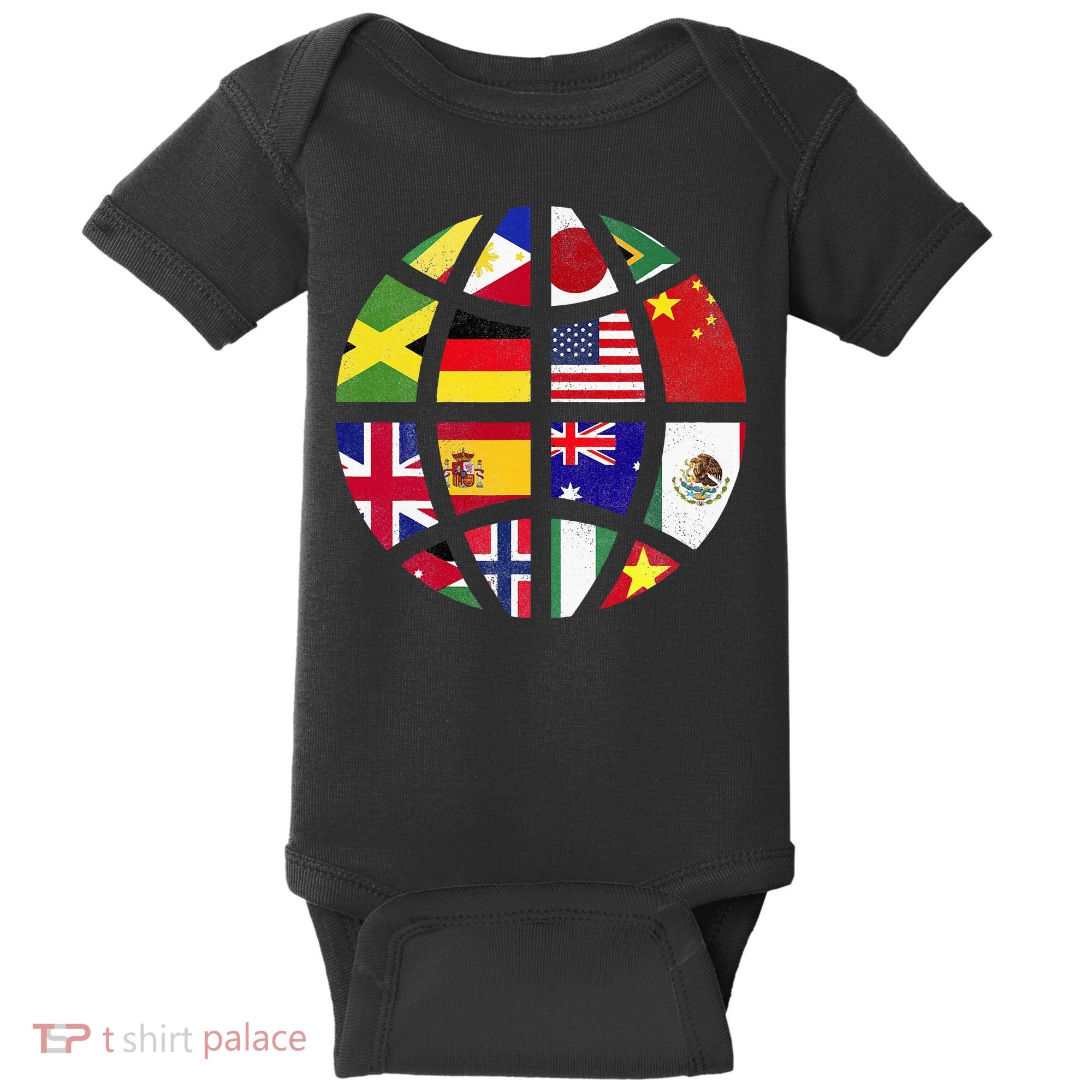 International World Flags Traveler Travelling World Flags Baby Bodysuit