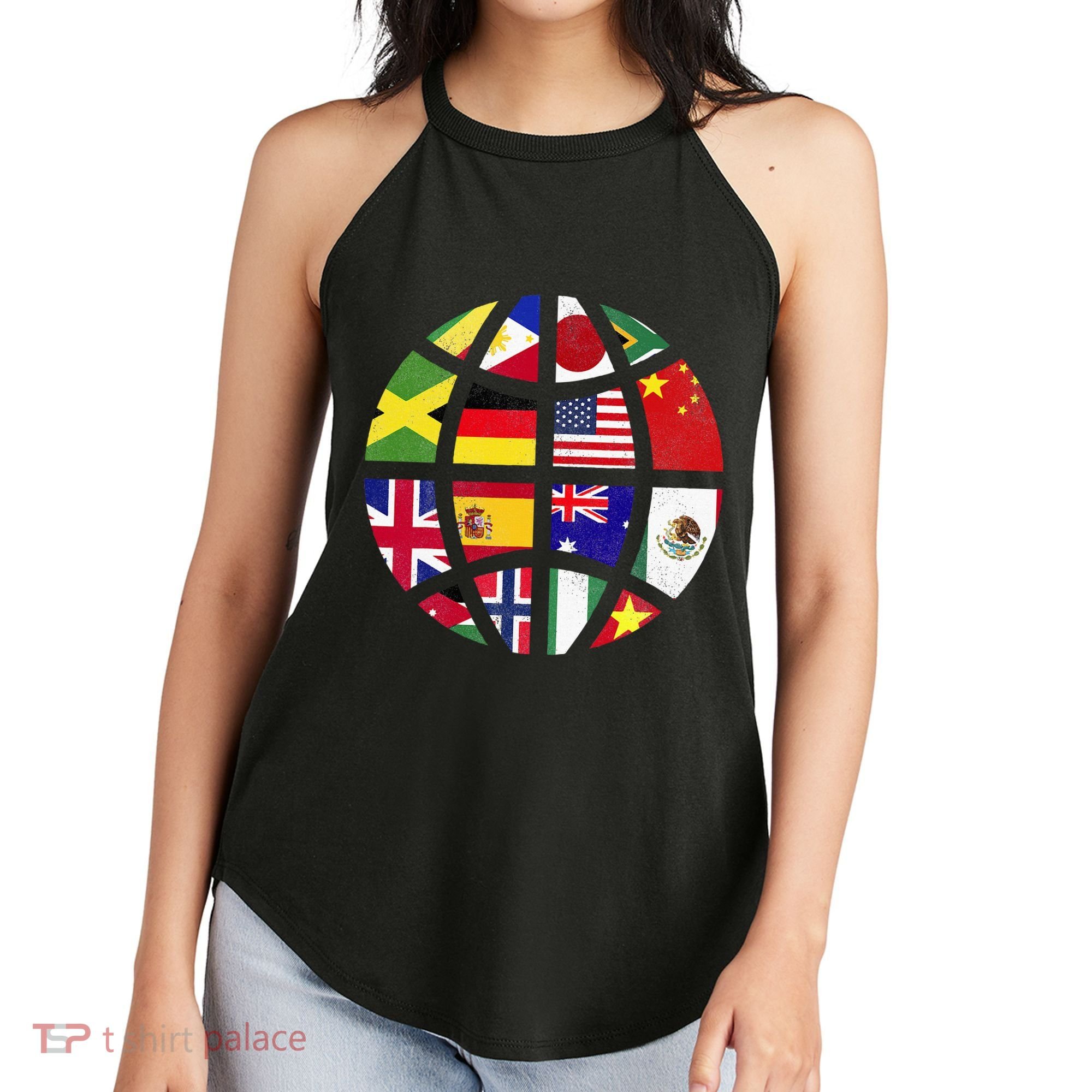 International World Flags Traveler Travelling World Flags Women's Perfect Tri Rocker Tank