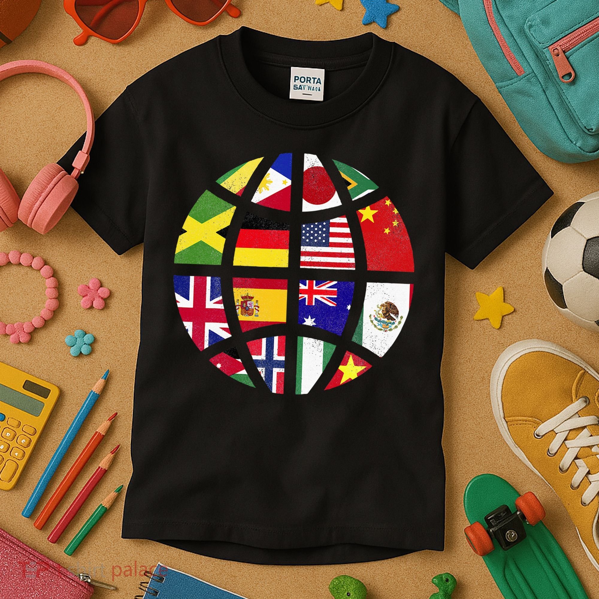 International World Flags Traveler Travelling World Flags Kids T-Shirt
