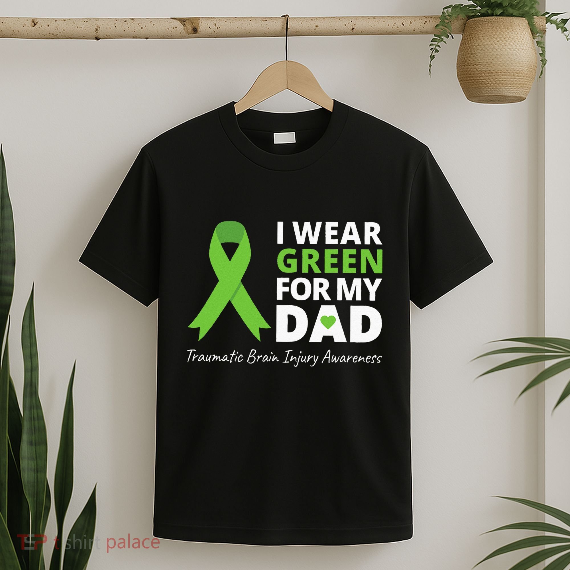 I Wear Green For My Dad TBI Awareness Green Ribbon T-Shirt