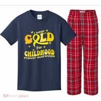 I Wear Gold For Childhood Cancer Awareness Kids Plaid Pajama Set thumb 0