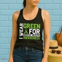 I Wear Green Mental Health Awareness Mental Health Matters Women's Tank Top thumb 2