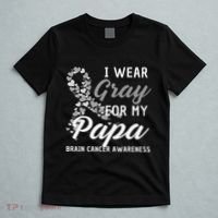 I Wear Gray For My Papa Brain Cancer Awareness Fight Grey T-Shirt thumb 5