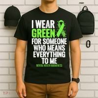 I Wear Green Ribbon Fight The Stigma Mental Health Awareness T-Shirt thumb 6