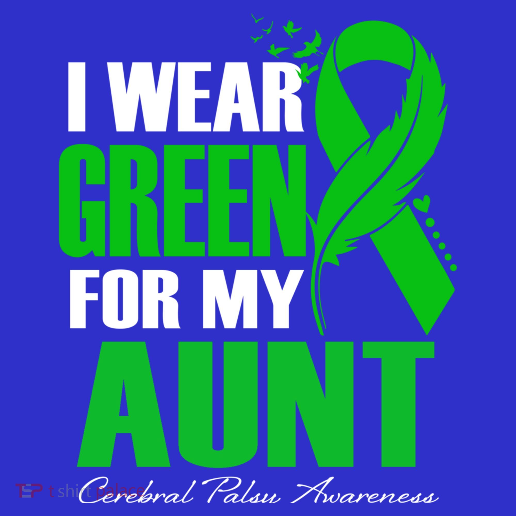 I Wear Green For My Aunt Cerebral Palsy Awareness Feather Cool Gift T-Shirt