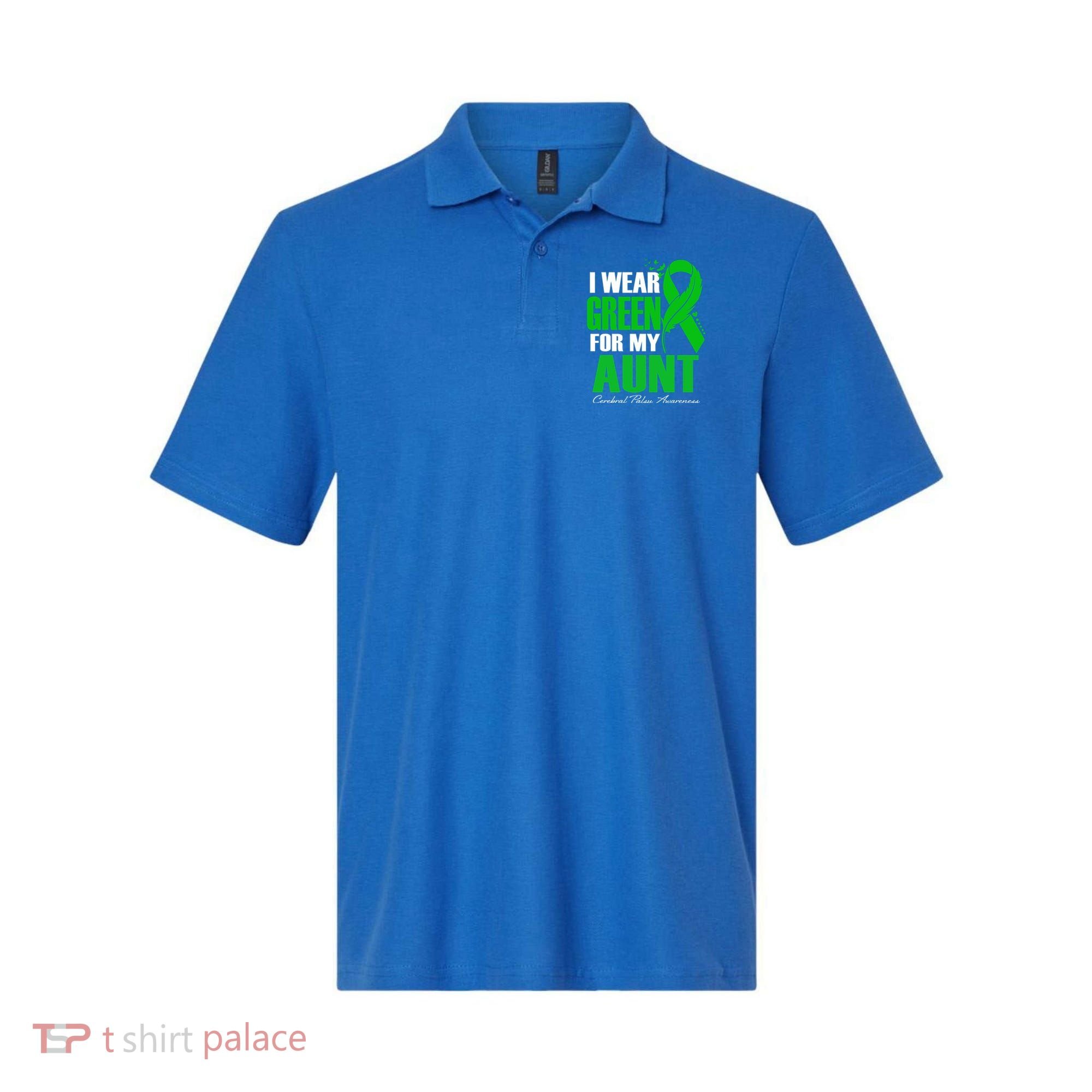 I Wear Green For My Aunt Cerebral Palsy Awareness Feather Cool Gift Polo