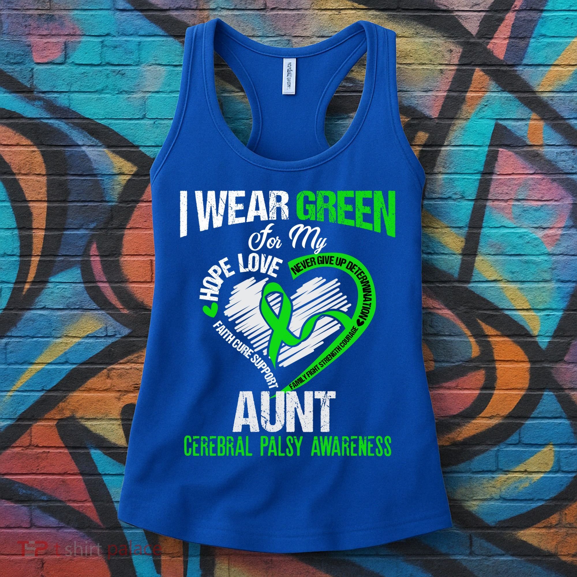 I Wear Green For My Aunt Cerebral Palsy Green Ribbon Gift Women's Tank Top