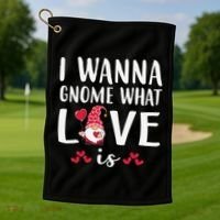I Wanna Gnome What Love Is Valentine Day Golf Towel thumb 1