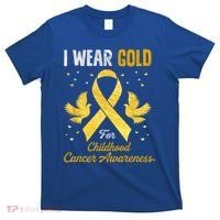 I Wear Gold Hood Cancer Awareness Golden Ribbon Gift T-Shirt thumb 0