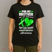 I Wear Green For My Brother TBI Brain Injury Awareness T-Shirt thumb 4