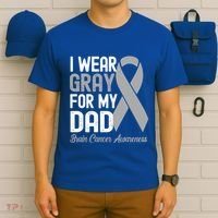 I Wear Gray For My Dad Brain Cancer Awareness Gift T-Shirt thumb 6