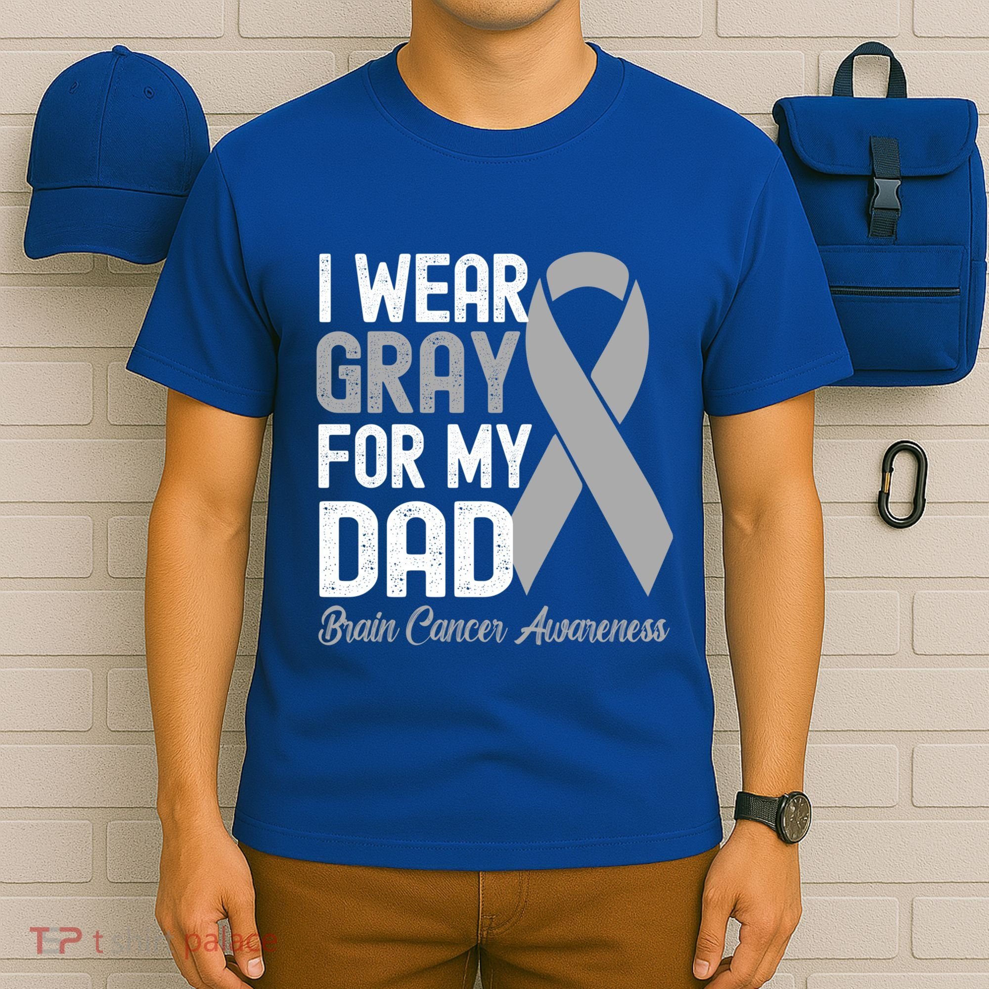 I Wear Gray For My Dad Brain Cancer Awareness Gift T-Shirt