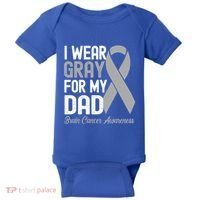 I Wear Gray For My Dad Brain Cancer Awareness Gift Baby Bodysuit thumb 0