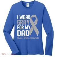 I Wear Gray For My Dad Brain Cancer Awareness Gift Women's Long Sleeve Shirt thumb 0