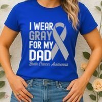 I Wear Gray For My Dad Brain Cancer Awareness Gift Women's T-Shirt thumb 2