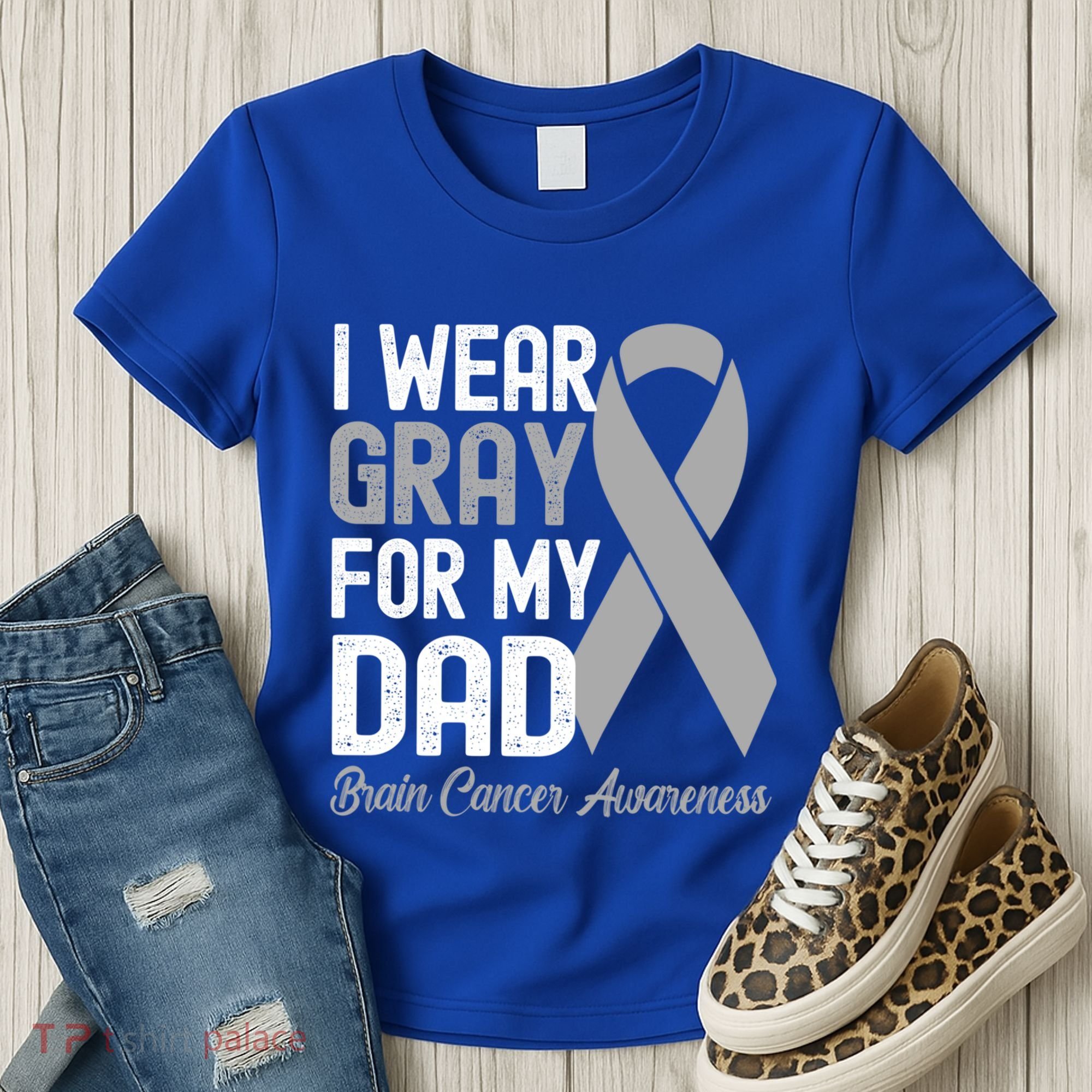 I Wear Gray For My Dad Brain Cancer Awareness Gift Women's T-Shirt