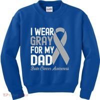 I Wear Gray For My Dad Brain Cancer Awareness Gift Kids Sweatshirt thumb 0