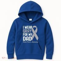I Wear Gray For My Dad Brain Cancer Awareness Gift Kids Hoodie thumb 0