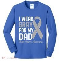 I Wear Gray For My Dad Brain Cancer Awareness Gift Kids Long Sleeve Shirt thumb 0