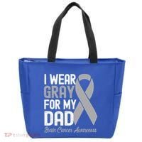 I Wear Gray For My Dad Brain Cancer Awareness Gift Tote Bag thumb 0