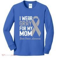 I Wear Gray For My Mom Brain Cancer Awareness Cool Gift Kids Long Sleeve Shirt thumb 0