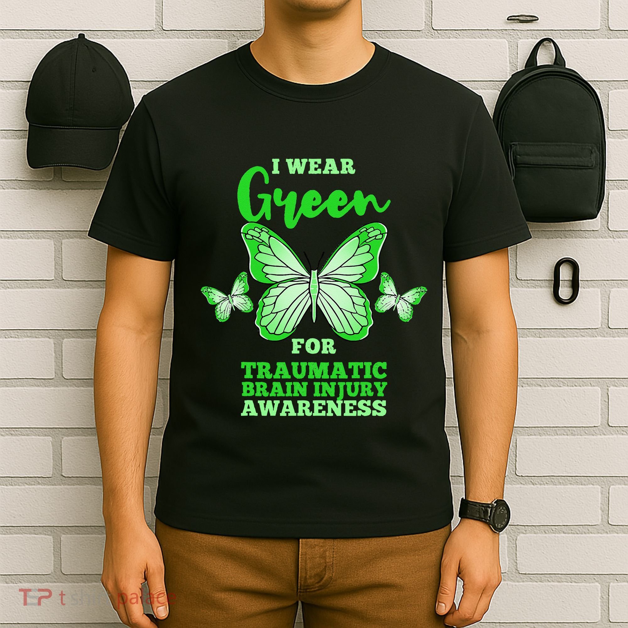 I Wear Green For Traumatic Brain Injury TBI Awareness T-Shirt
