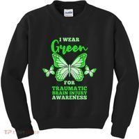 I Wear Green For Traumatic Brain Injury TBI Awareness Kids Sweatshirt thumb 0