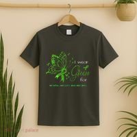 I Wear Green For Mental Health Awareness Butterfly Ribbon T-Shirt thumb 2