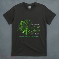 I Wear Green For Mental Health Awareness Butterfly Ribbon T-Shirt thumb 4