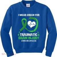 I Wear Green For Traumatic Brain Injury Awareness Gift Kids Sweatshirt thumb 0