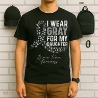 I Wear Gray For My Daughter Brain Tumor Awareness Month T-Shirt thumb 6