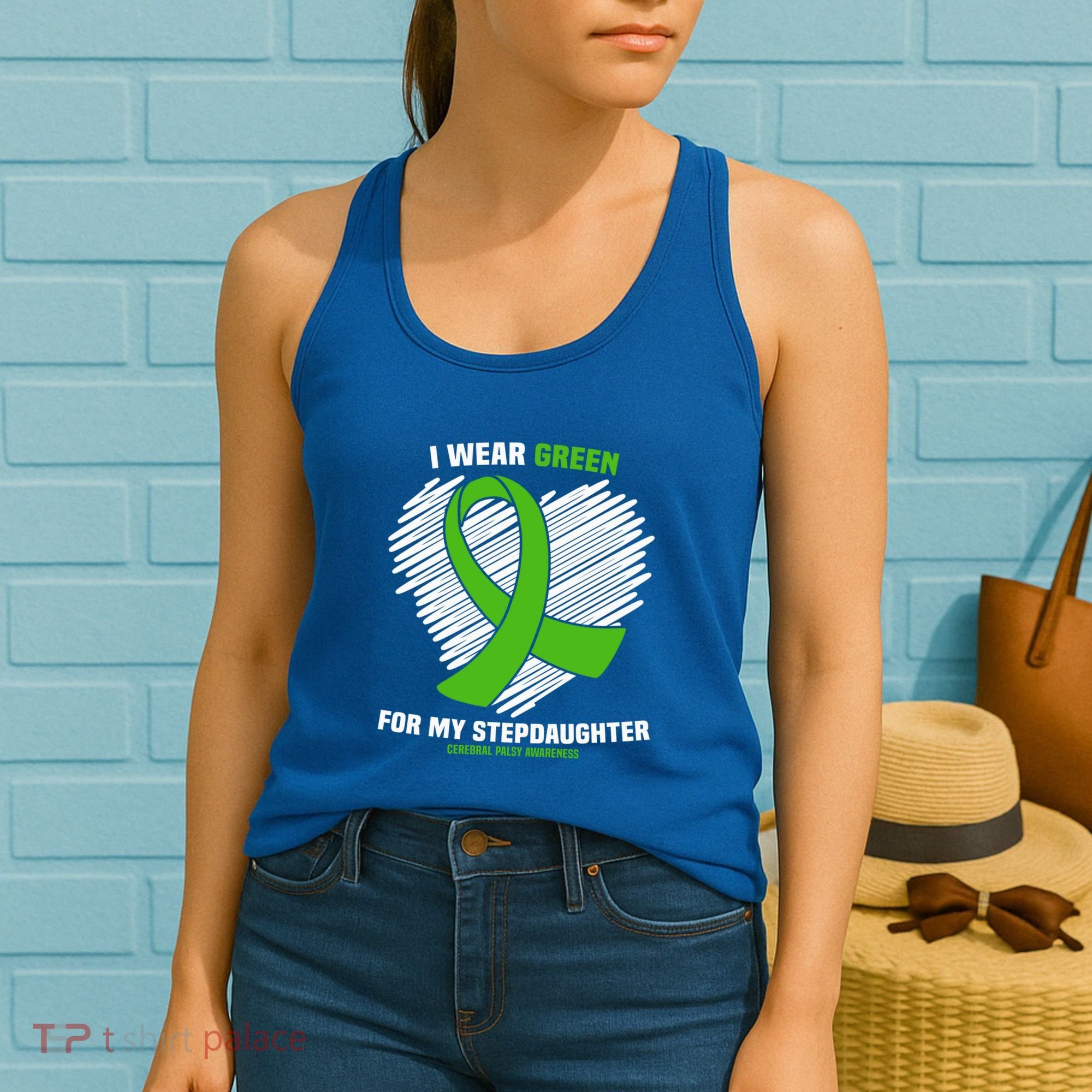 I Wear Green For My Stepdaughter Cerebral Palsy Awareness Funny Gift Women's Tank Top