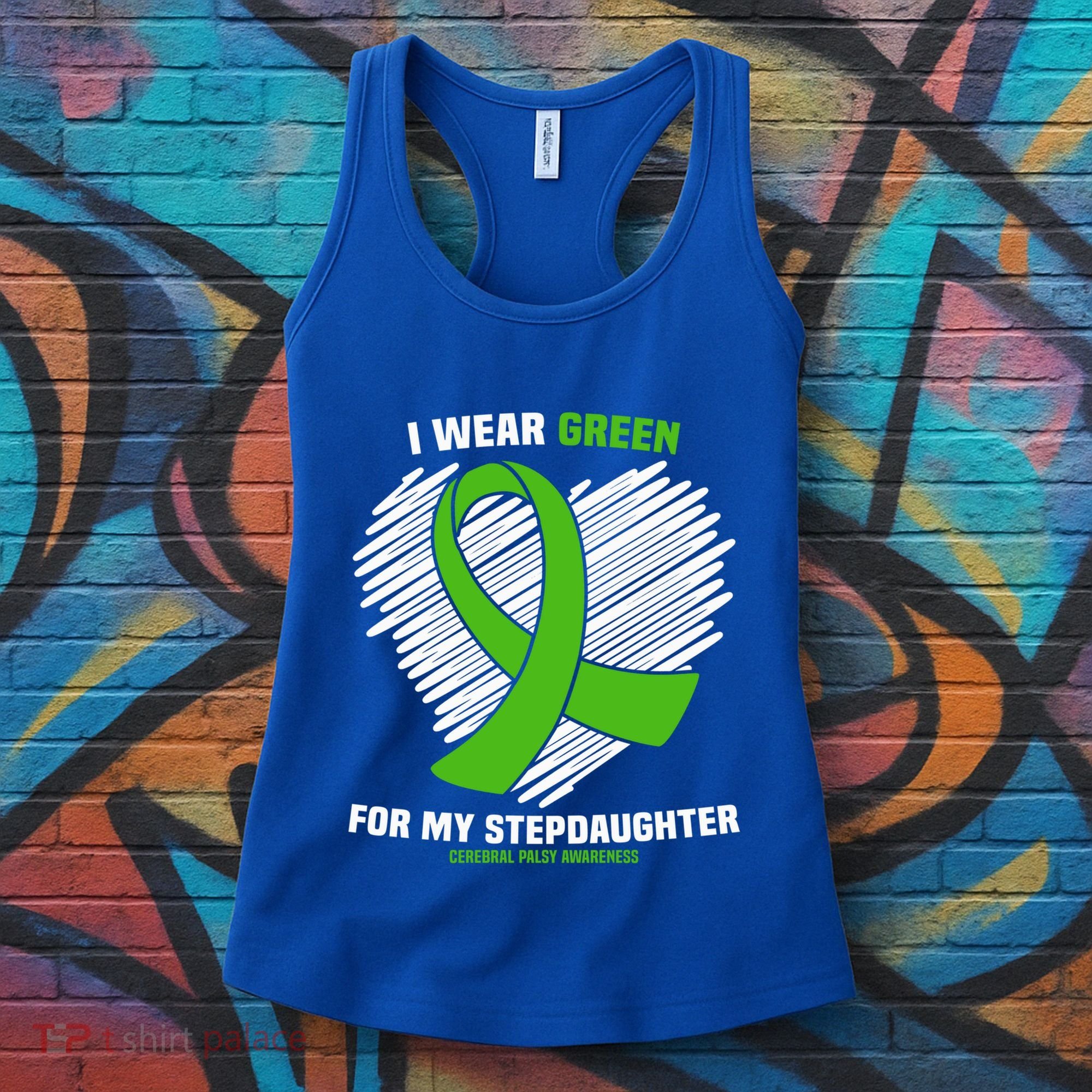 I Wear Green For My Stepdaughter Cerebral Palsy Awareness Funny Gift Women's Tank Top