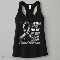 I Wear Grey For My Mom Brain Cancer Awareness Women's Tank Top thumb 3