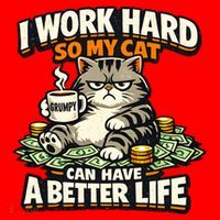 I Work Hard So My Cat Can Have A Better Life Cat Humor Santa Hat thumb 1