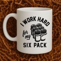 I Work Hard For My Six Pack Funny Beer Meme Coffee Mug thumb 2