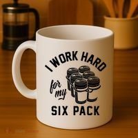 I Work Hard For My Six Pack Funny Beer Meme Coffee Mug thumb 4