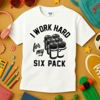 I Work Hard For My Six Pack Funny Beer Meme Kids T-Shirt thumb 3