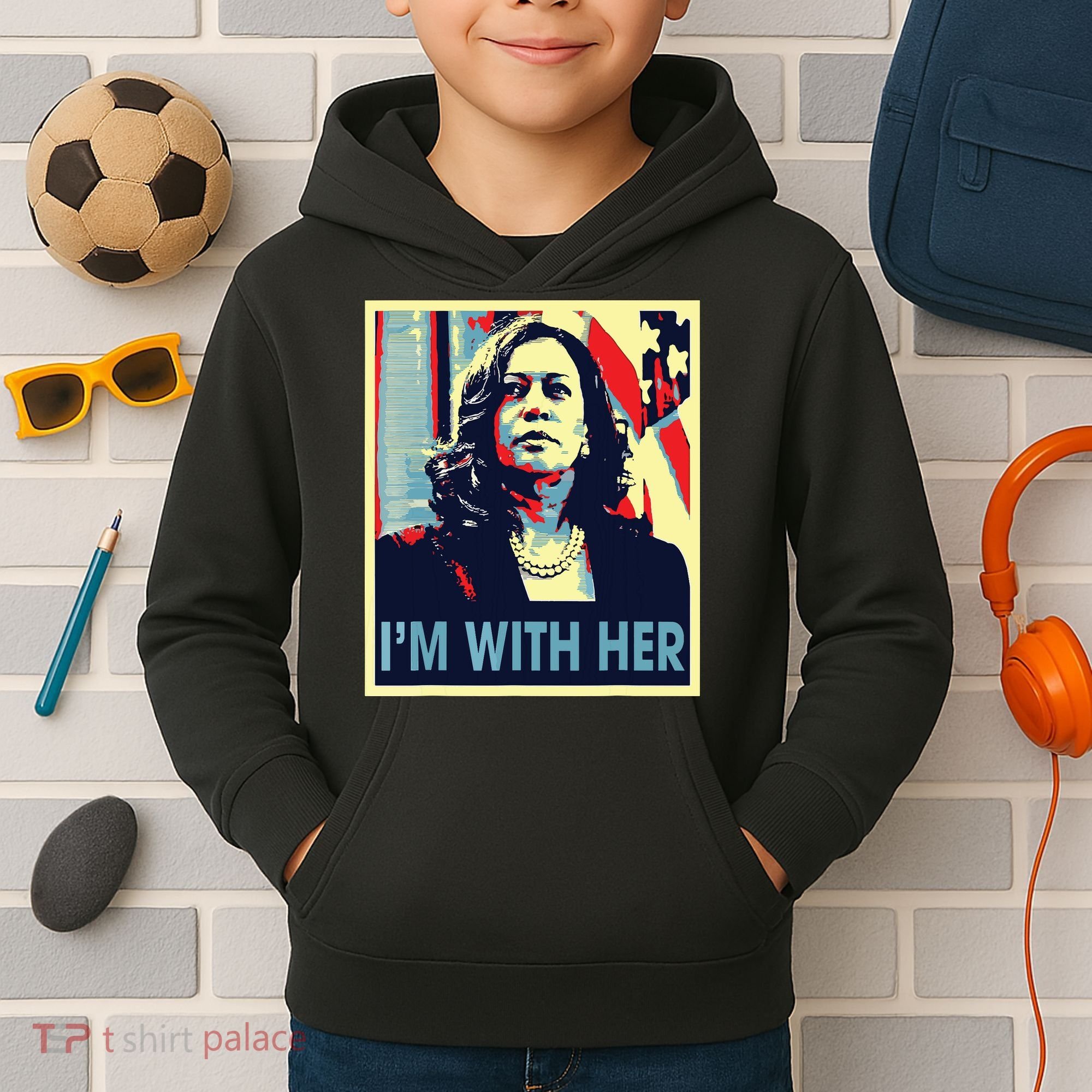 Im With Her Kamala Vote For 2024 President Kamala Harris Kids Hoodie