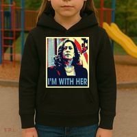 Im With Her Kamala Vote For 2024 President Kamala Harris Kids Hoodie thumb 3