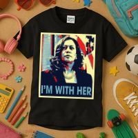 Im With Her Kamala Vote For 2024 President Kamala Harris Kids T-Shirt thumb 3