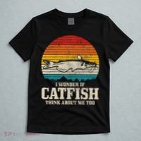 I Wonder If Catfish Think About Me Vintage Funny Catfishing T-Shirt thumb 5